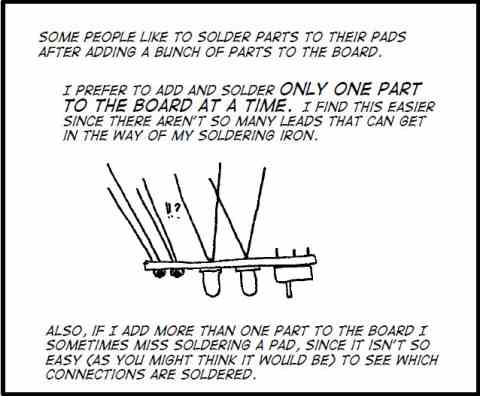 Stuff all components then solder or do it one at a time