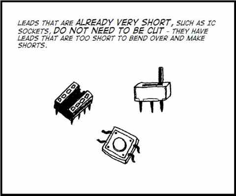 Drawing of components with short leads